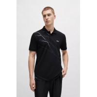 Active-stretch polo shirt with seasonal artwork Hugo Boss Outlet Black hbna50512766 001