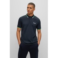 Hugo Boss Cotton-blend polo shirt with contrast details hbeu50469094-402 Dark Blue