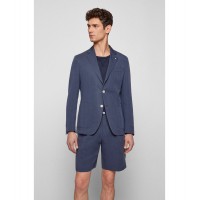 Hugo Boss Slim-fit jacket with signature-stripe lapel pin hbeu50473687-404 Dark Blue