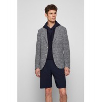 Hugo Boss Slim-fit jacket in checked stretch fabric hbeu50473696-404 Dark Blue