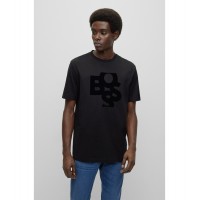 Hugo Boss Shaken-logo-print T-shirt in mercerised cotton hbeu50476793-002 Black
