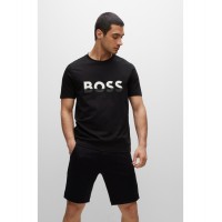 Hugo Boss Cotton-jersey T-shirt with colour-blocked logo print hbeu50477616-001 Black